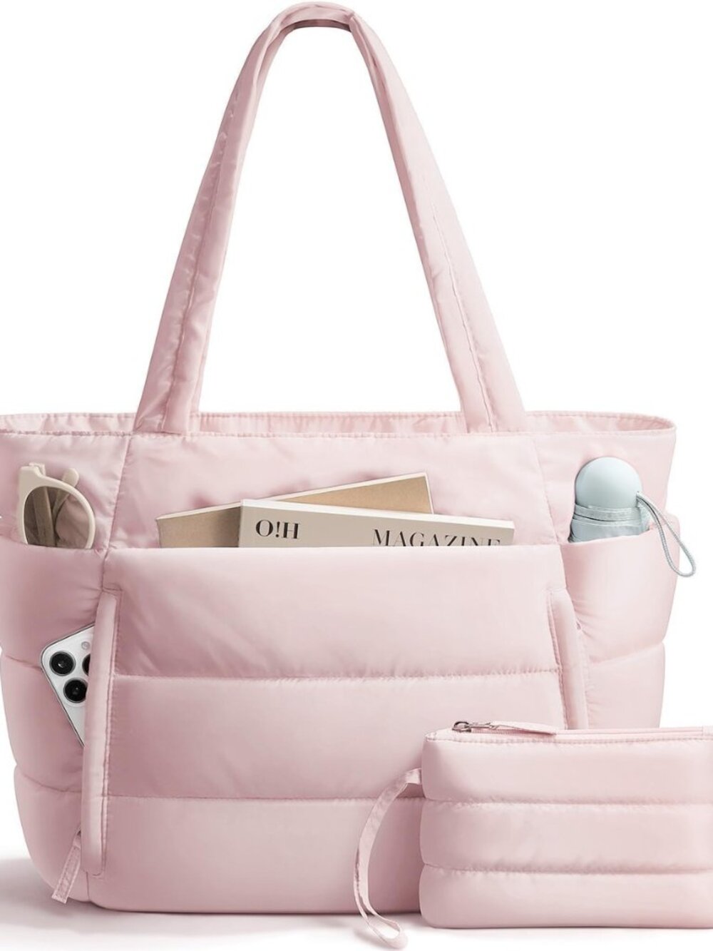 Puffer Tote Bag for Women, Lightweight Puffy Travel Gym Work Bag